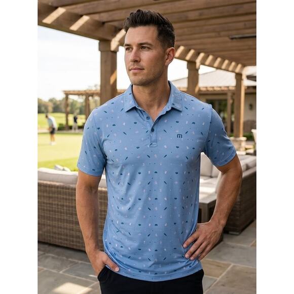 Travis Mathew Other - Travis Mathew Independence Day Polo Shirt Performance Knit Short Sleeve Golf L